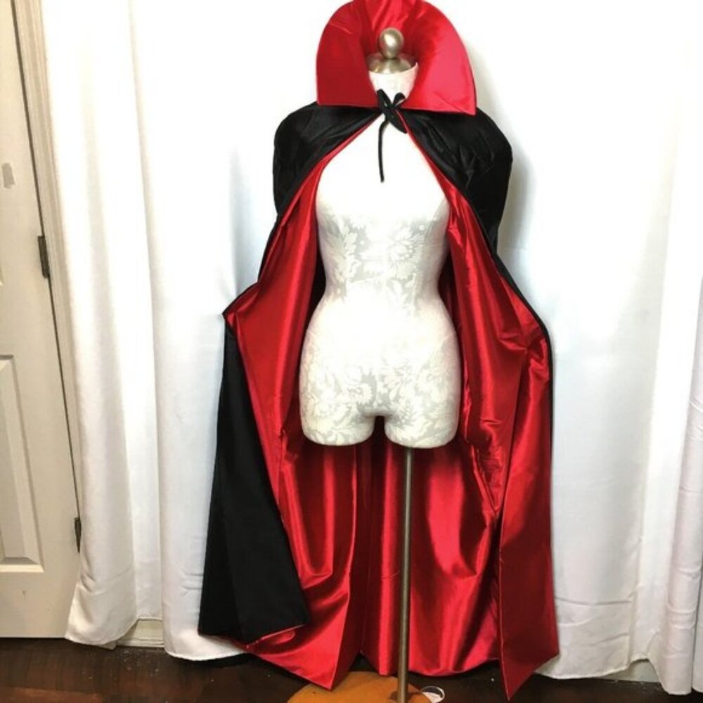 CAPE Deluxe Reversible Dracula Devil Vampira Vampire Red Blk Disguise…